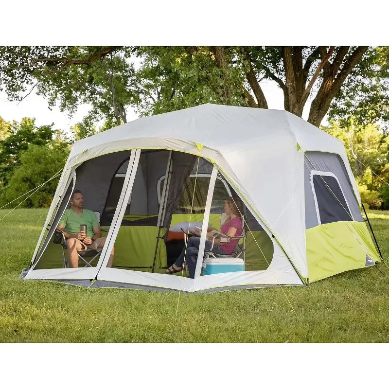 10 Person Instant Cabin Tent 2 Room Huge Tent Pockets Portable Large Pop Up