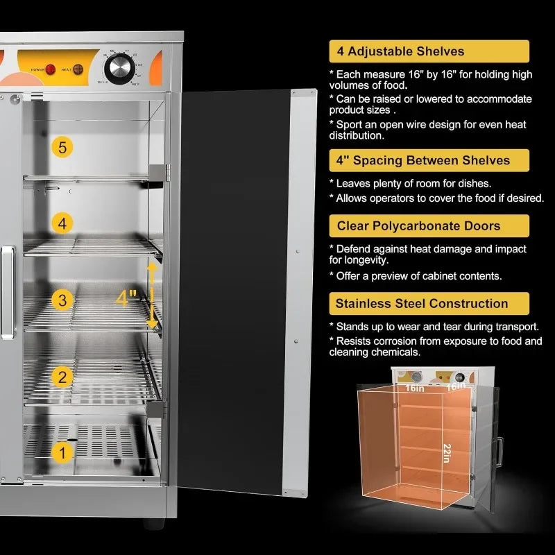 Electric Commercial Hot Box Food Warmer, Countertop Heated Holding Cabinet, Warming Oven