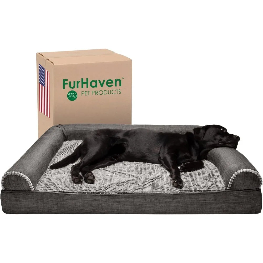 Furhaven Orthopedic Dog Bed for Large Dogs W/ Removable Bolsters & Washable, for Dogs Up To 125 Lbs