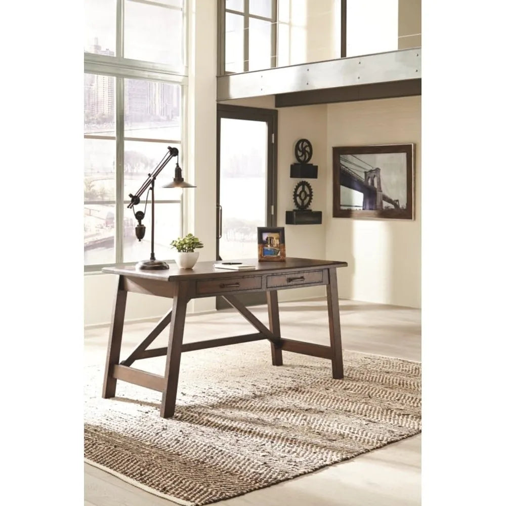 Baldridge Rustic Home Office Desk, Distressed Brown