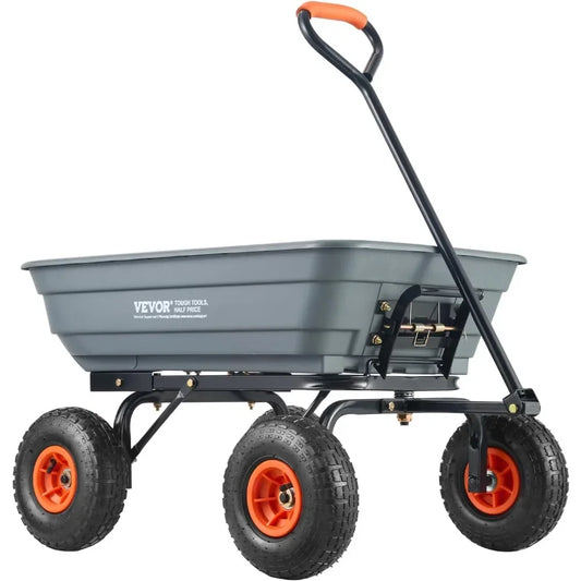 600-Pound Capacity Poly Garden Cart with Dump Feature and 4 All-Terrain Wheels