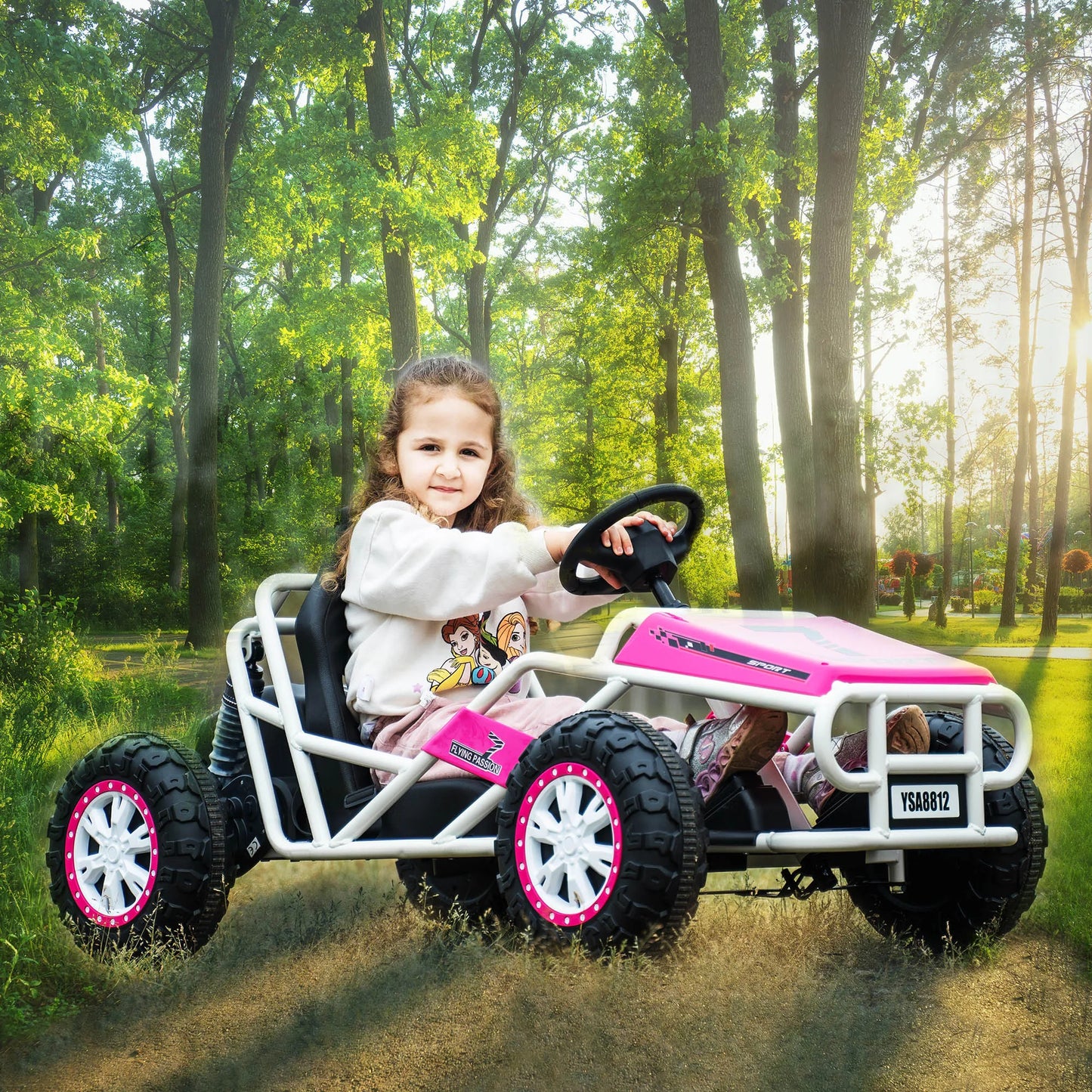 24V Ultimate Go-Kart, Ride-On/Big Kids/Ages 6+/2x200W Powerful Motor/6 MPH/Dirt Road Electric Car