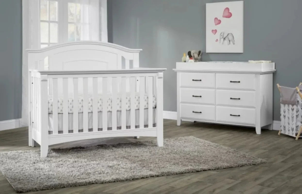 4-in-1 Convertible Crib, White Wooden Crib baby beds  toddler bed  baby nest bed