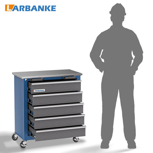 Larbanke 5-Drawer Rolling Tool Chest Locking Metal Tool Cabinet w/Drawer Liners & Non-Slip Mat