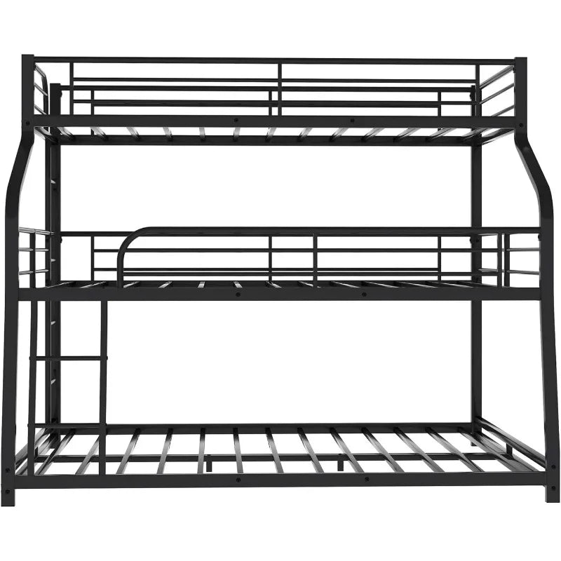 Triple Bunk Beds with Slide, L-shape Twin Over Full Bunk Bed Attached a Loft Bed with Desk