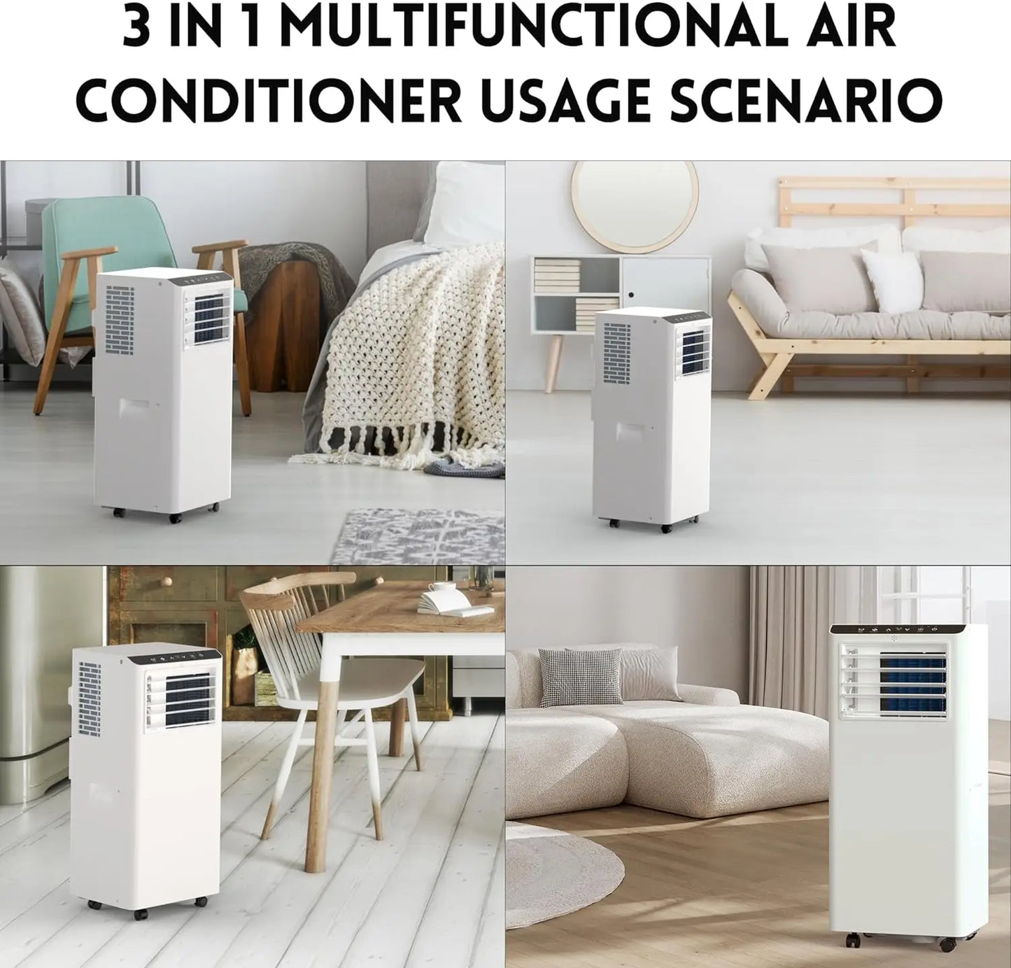 8500 BTU Portable Air Conditioner with LCD Display Remote Control,Cooling Up to 350 sq.ft.
