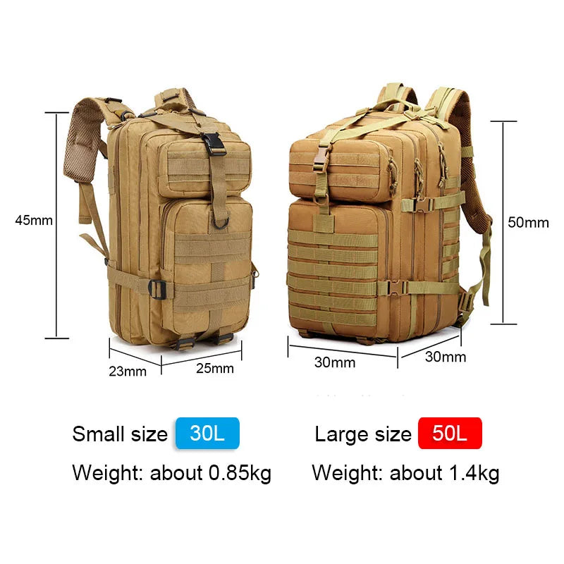 Oulylan Military Backpack 50L Large Capacity Rucksacks Tactical Hunting Nylon Bag Waterproof