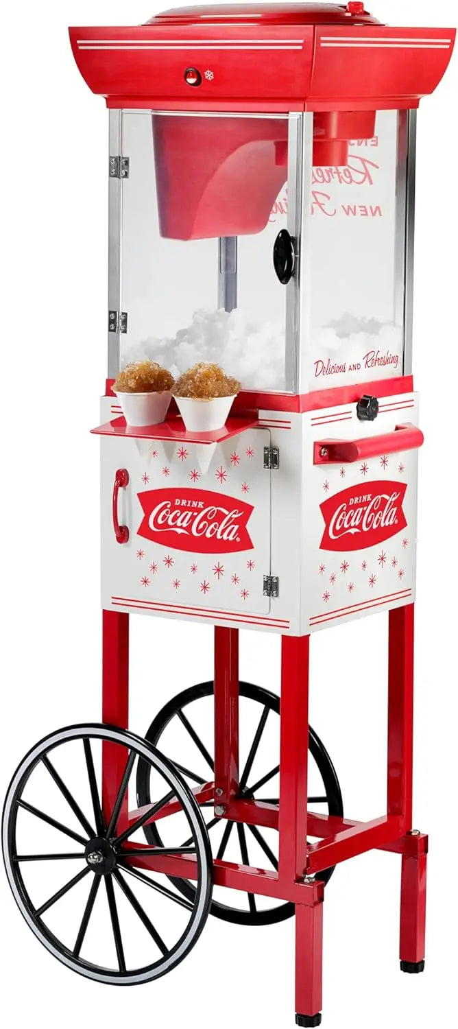 Nostalgia Snow Cone Shaved Ice Machine Retro Cart Slushie Machine Makes 48 Icy Treats W/Metal Scoop