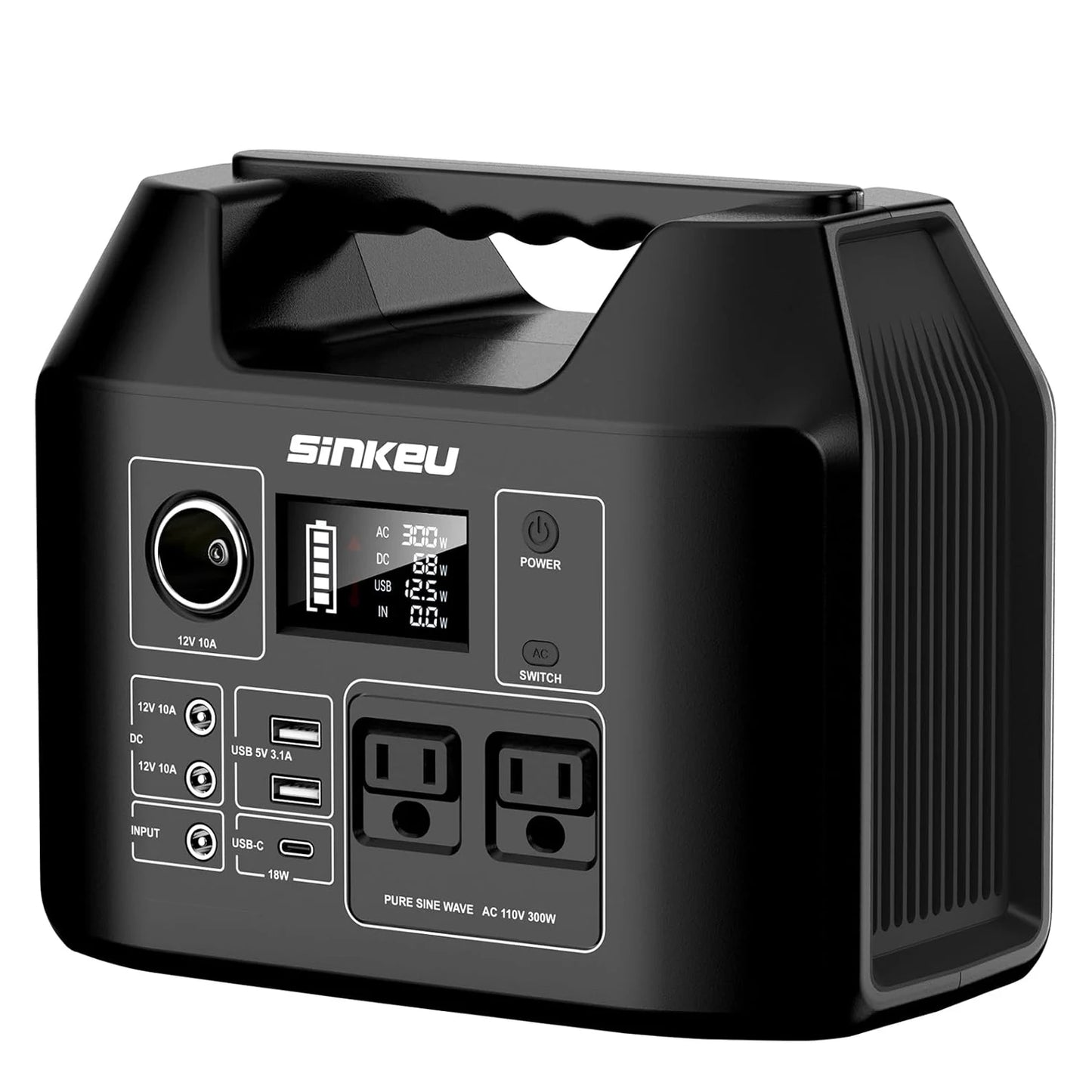 Portable Power Station 300W Solar Generator 256Wh 80000mAh Power Bank 110V AC/DC/USB/USB C LiFePO4