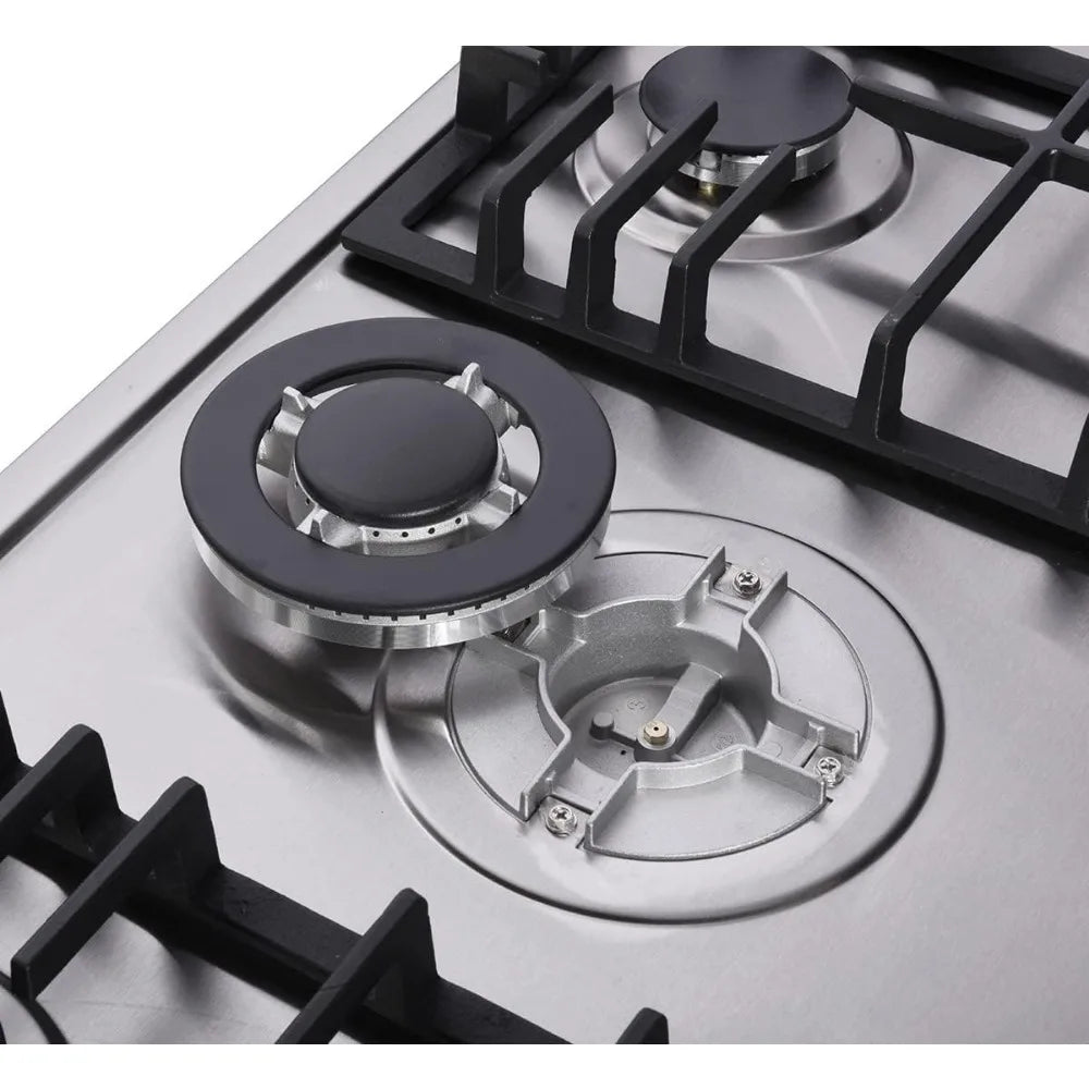 34 Inch Cooktop Stainless Steel Built-in 5 Burners Stovetop LPG/NG Convertible Gas Stove Top Dual Fuel