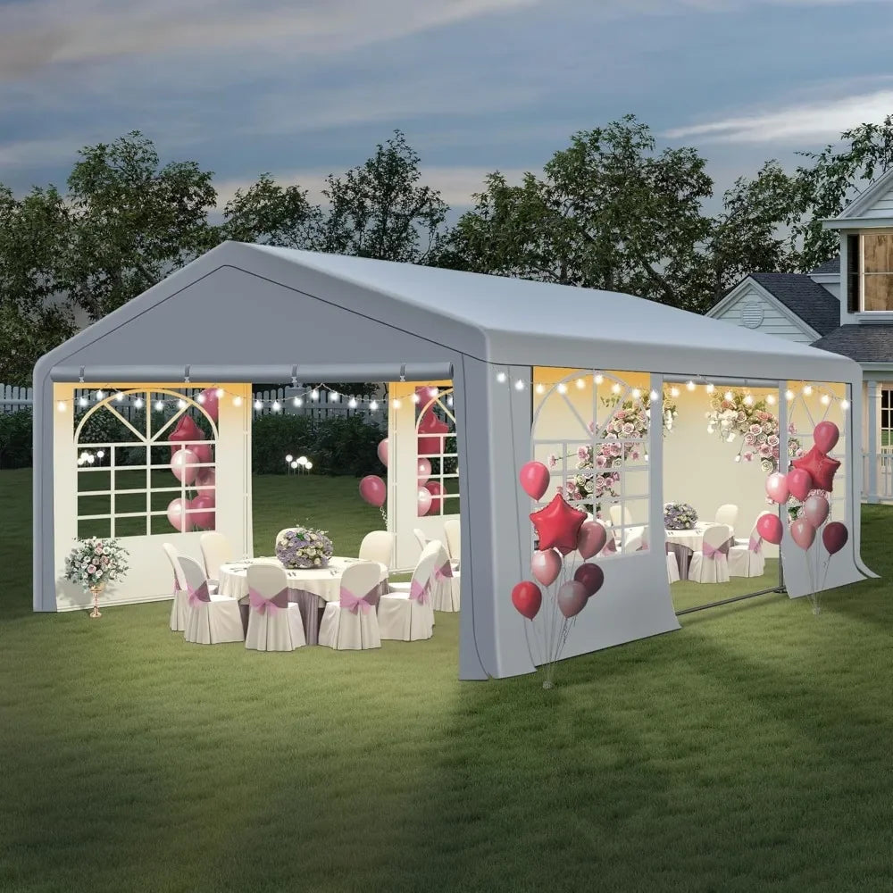 20' x 20' Canopy Party Tent & Carport - Heavy Duty Outdoor Wedding Gazebo /4 Sand Bags, Event Canopy