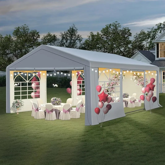 20' x 20' Canopy Party Tent & Carport - Heavy Duty Outdoor Wedding Gazebo /4 Sand Bags, Event Canopy