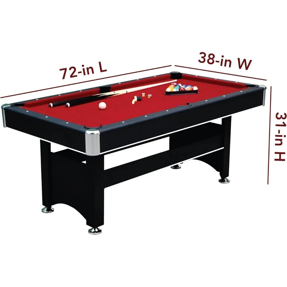 Spartan 6-ft Pool Table with Table Tennis Top - Black with Red Felt