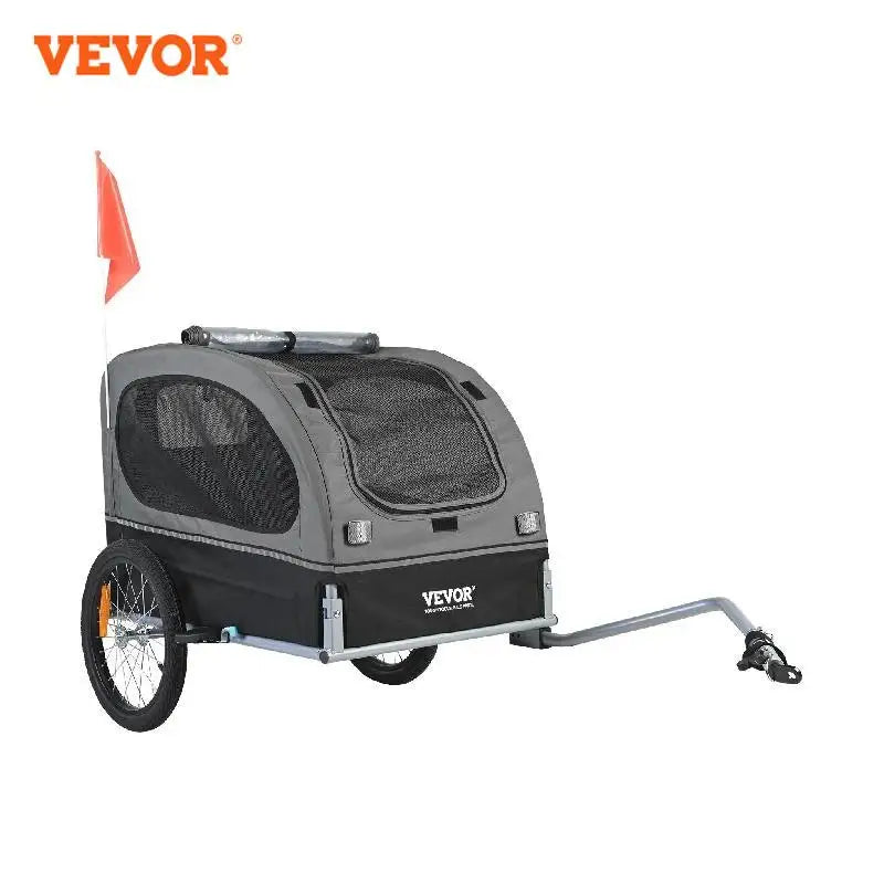 VEVOR 88 lbs Dog Bike Trailer Pet Cart Bicycle Carrier with Wheels, Coupler, Reflectors, Flag