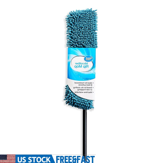 Microfiber Flip Dust Mop Extra Absorbent Dry Wet Mop Cushion Grip Handle Machine Washable
