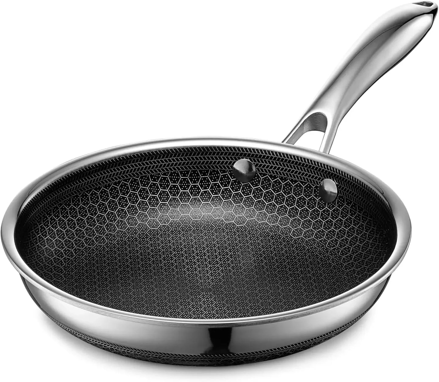 HexClad Hybrid Nonstick Frying Pan,8-Inch,Stay-Cook Handle,Dishwasher and Oven Safe,Induction-Read