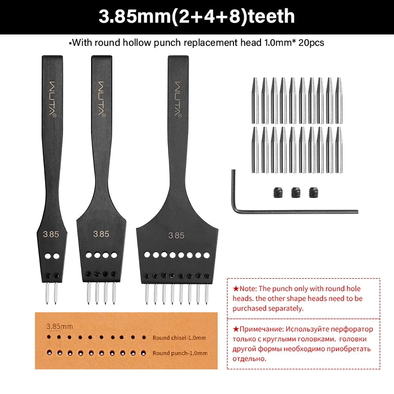 WUTA 3G Leather Punches Head Pricking Iron Removable Diamond Olive Round Hole French Style