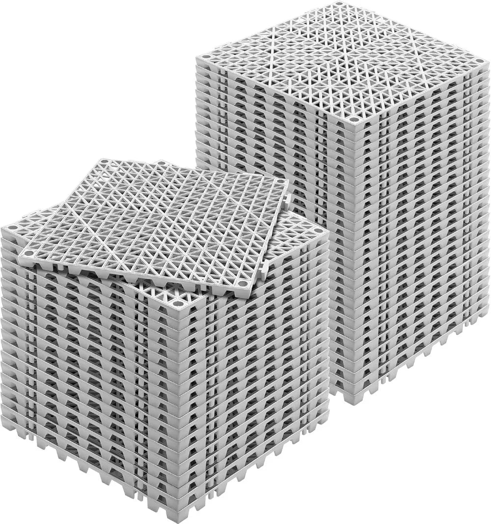 Happybuy Tiles Interlocking 50 PCS Gray, Drainage Tiles 12x12x0.6 Inches, Deck Tiles