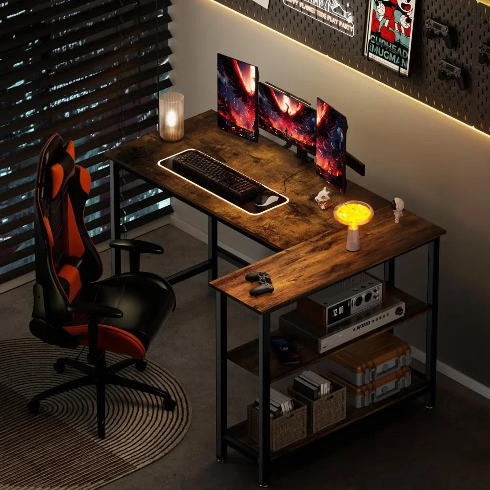 L-Shaped Desk - 39 Inch Home Office Computer Desk with Shelf, Gaming Desk, Corner Table