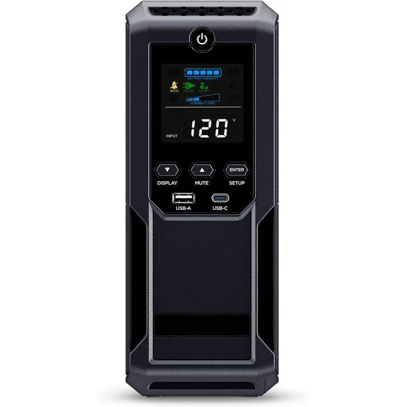 CP1500AVRLCD3 Intelligent LCD UPS System, 1500VA/900W, 12 Outlets, 2 USB Ports, AVR, Mini Tower