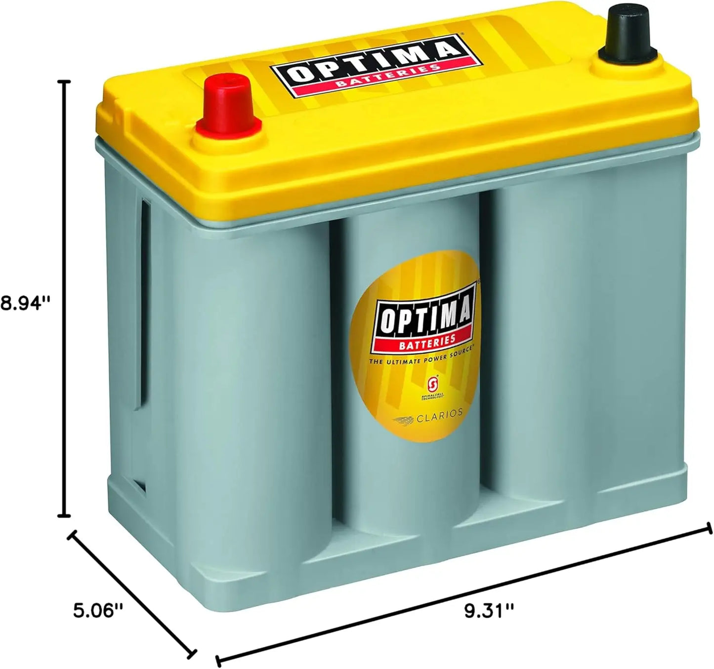 OPTIMA Batteries High Performance D51 YellowTop Dual Purpose Sealed AGM 450 CCA, Maintenance Free