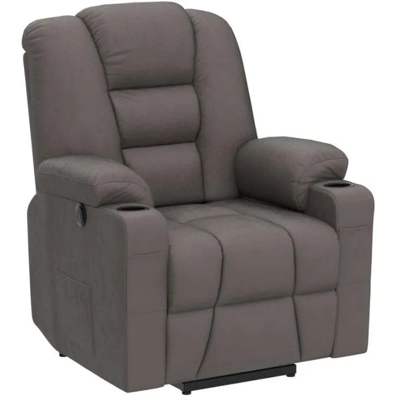 Power Lift Recliner Chair for Elderly, Plush Fabric Electric Recliner w/Heated & Vibration Massage