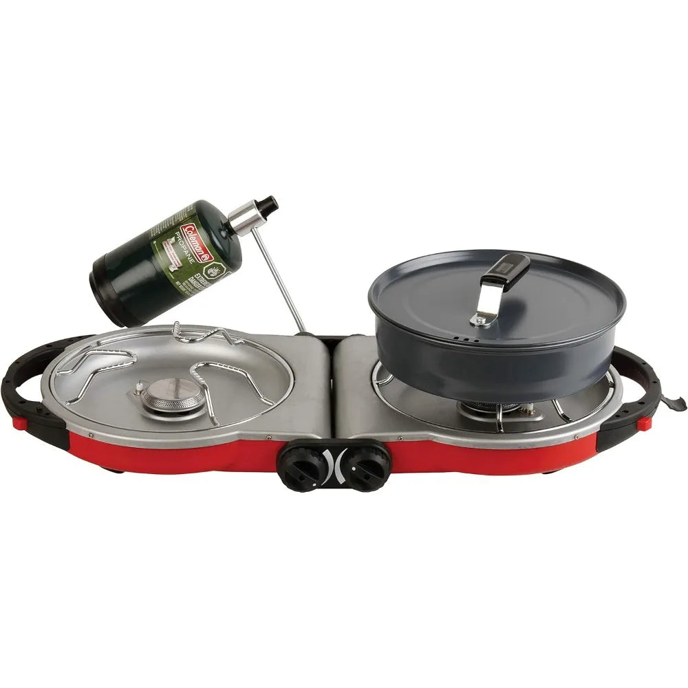 COLEMAN Fold N Go 2-Burner Portable Folding Camp Stove w/Push-Button Instant Ignition