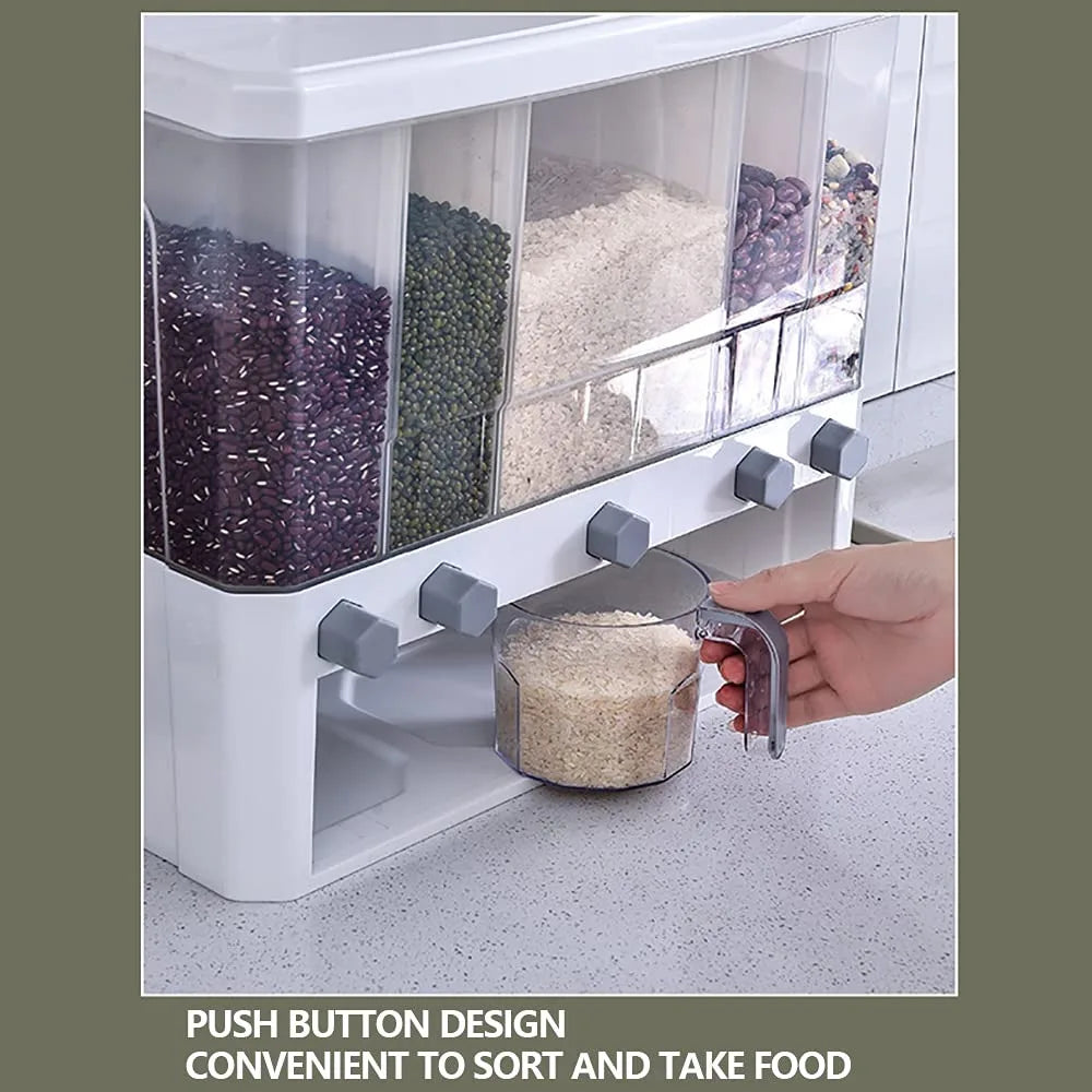 5-Grid Dry Food Dispenser Airtight Dry Food Storage Containers Cereal Dispenser Sealed Container