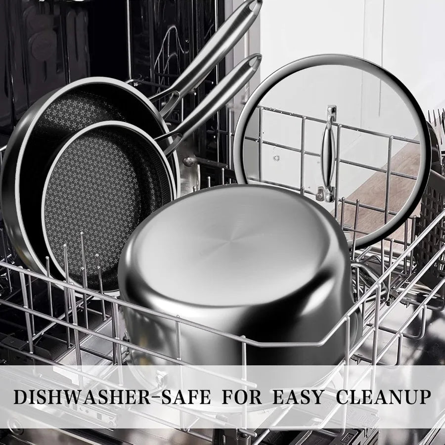 Hybrid Triply Stainless Steel Cookware Set Pots And Pans Set Non Stick with Steamer Basket Non Toxic