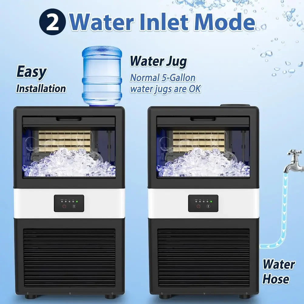 Ice Maker Machine, 70 LBS/24H Under Counter Large Ice Machine w/10 LBS Ice Storage Bin 2 Water Inlet