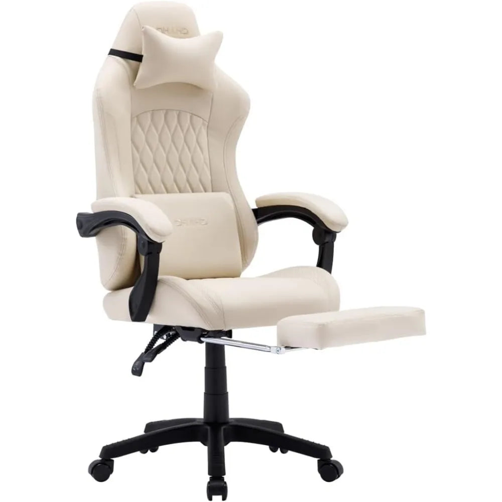 OHAHO Gaming Chair Computer Chair w/ Footrest & Lumbar Support, Height Adjustable Game Chair w/360°