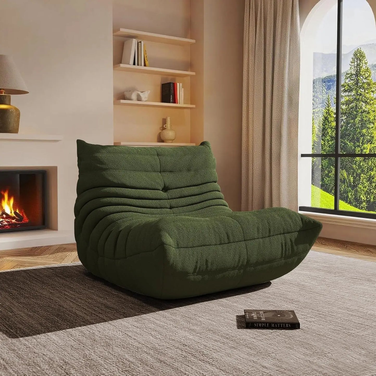 "Large Memory Foam Bean Bag Chair for Adult Living Rooms and Cozy Fireside Seating"
