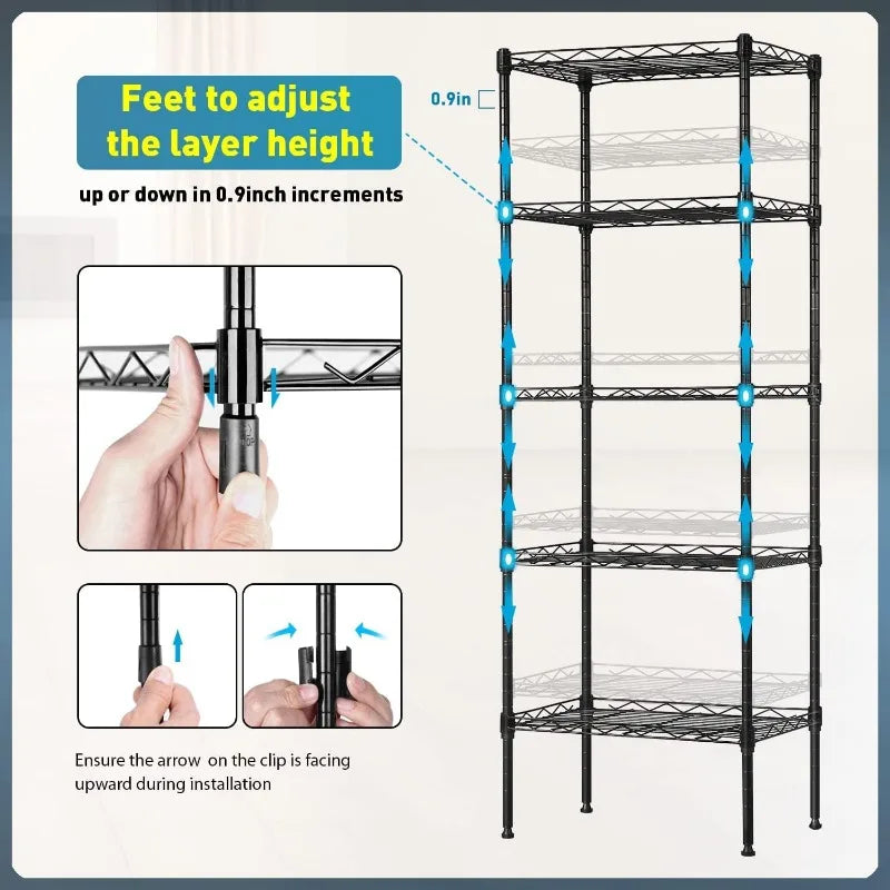 Storage Shelves 2100Lbs Capacity, 6-Shelf on Casters 48" L×18" W×72" H Commercial Wire Shelving Unit