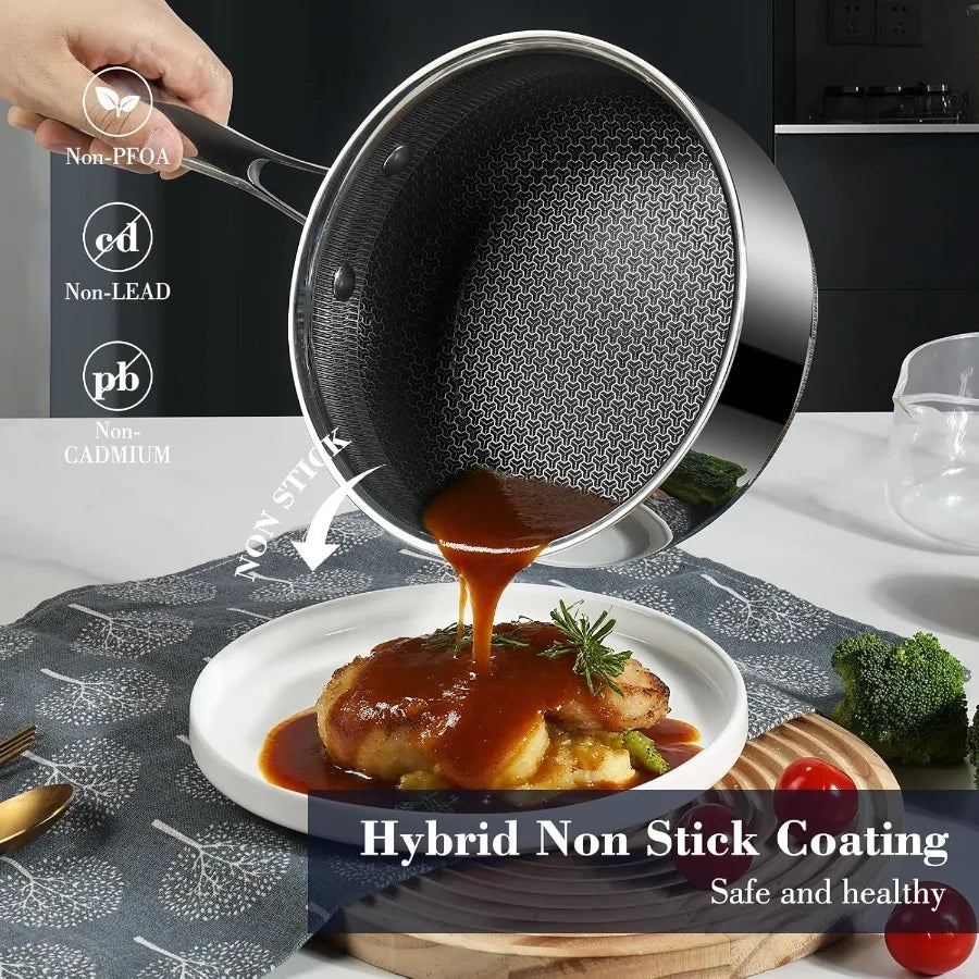 TriPly Stainless Steel Stock Pot 5 Quart Pot with Lid Non Stick Pots Induction Ready with Lids