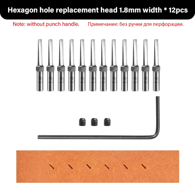 WUTA 3G Leather Punches Head Pricking Iron Removable Diamond Olive Round Hole French Style