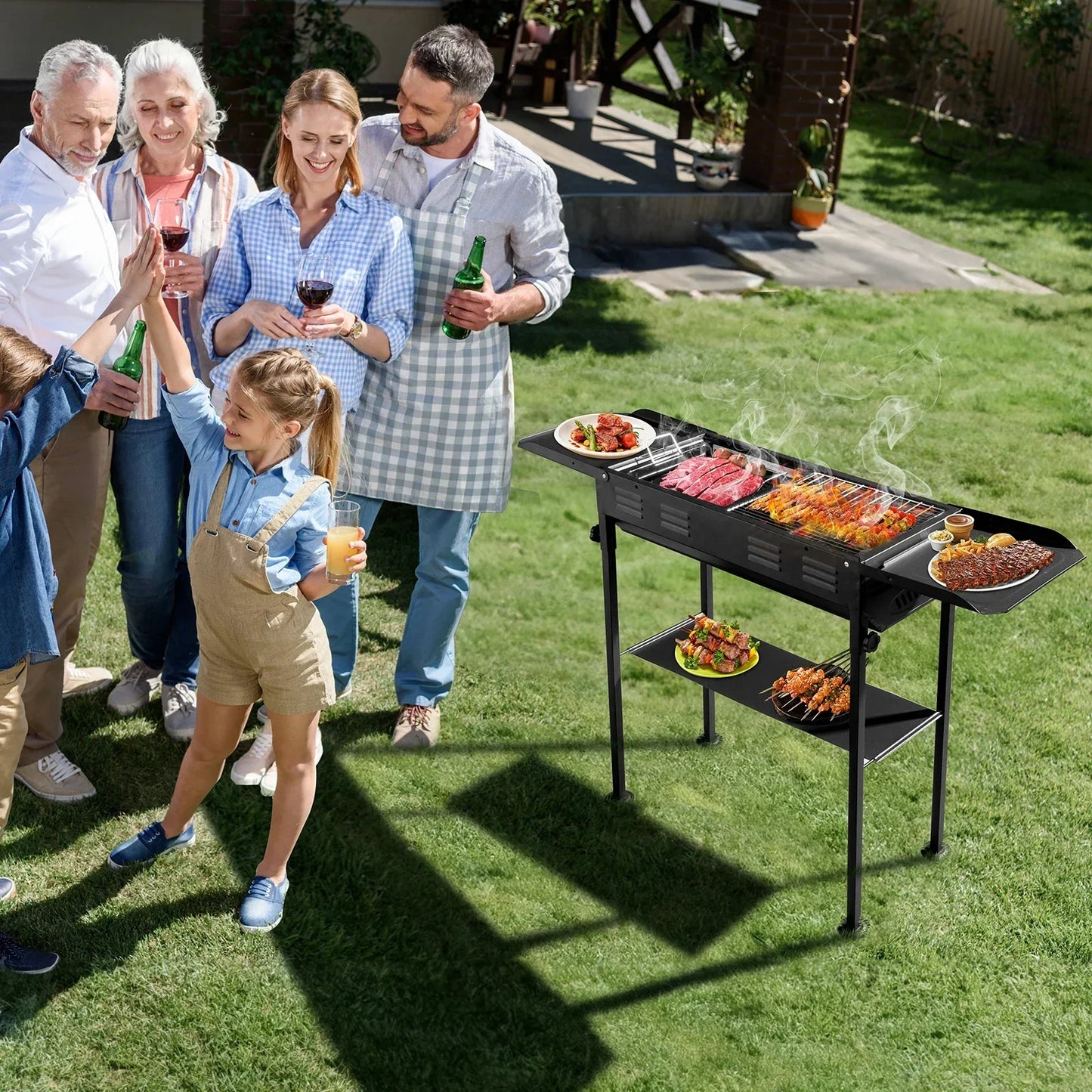 Outdoor BBQ Portable Charcoal Grill, Foldable BBQ Grill, Garden Backyard Party Picnic