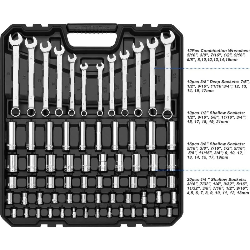 Prostormer 240-Piece Mechanics Tool Set,General Assorted SAE/Metric Sockets and Wrenches