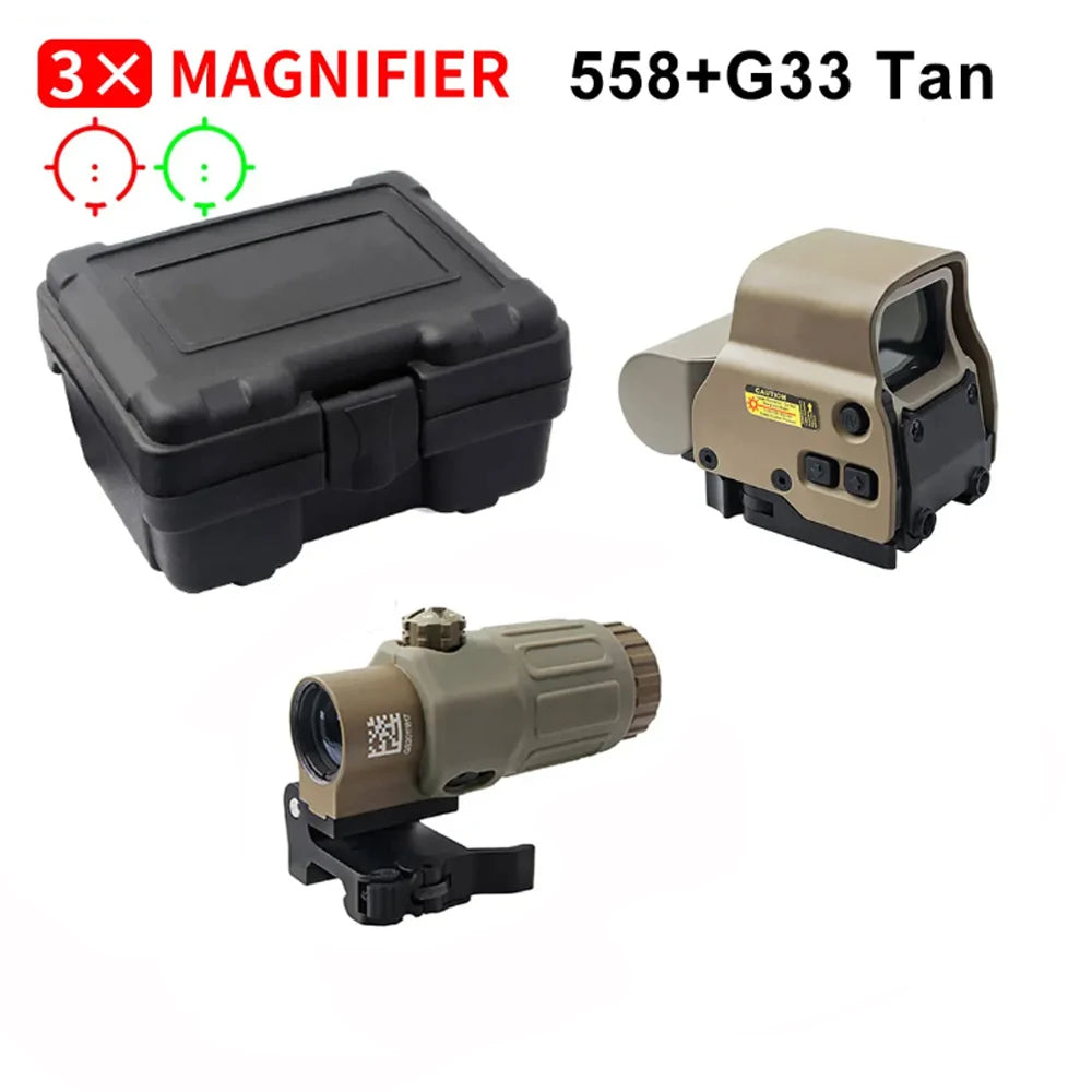 558+G43 Holographic Collimator Sight 558+G33/G45 Red Dot Optic Sight Tactical Hunting Gear W/20mm