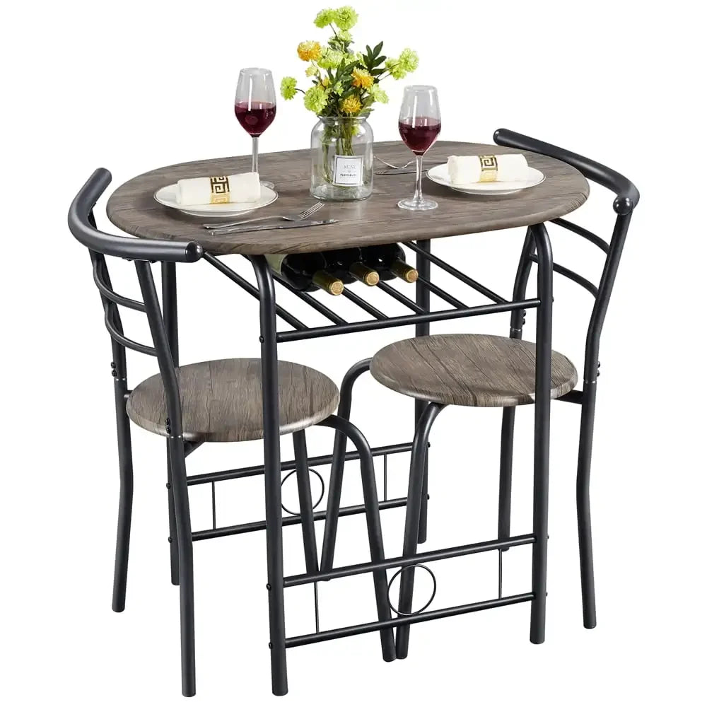 Alden Design Modern Dining Set 3pcs round Table And 2 Chairs Multiple Colors Available