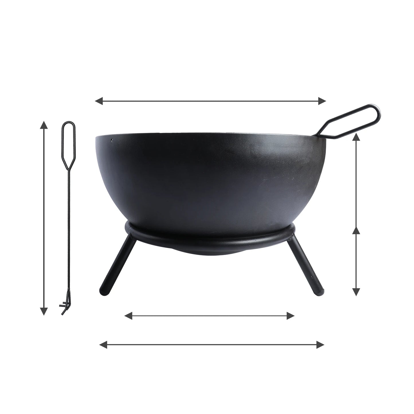 24-Inch Fire Pit Set,  Wood Burning Brazier Large Iron Wood Bonfire Pit Steel Firepit Bowl