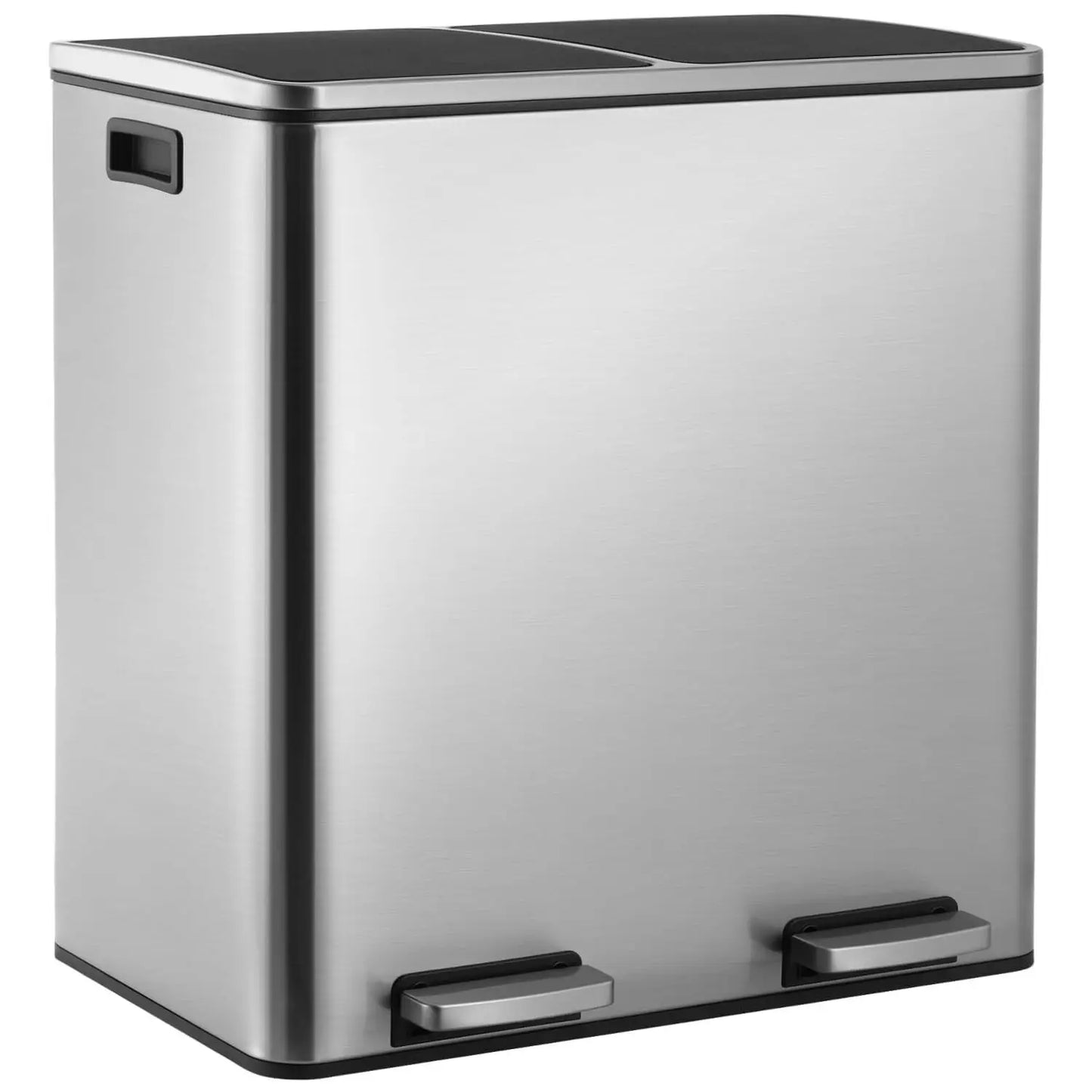 60L/16Gal Hands-Free Dual Compartment Kitchen Step Trash Can/Soft-Close Lid Brushed Stainless Steel