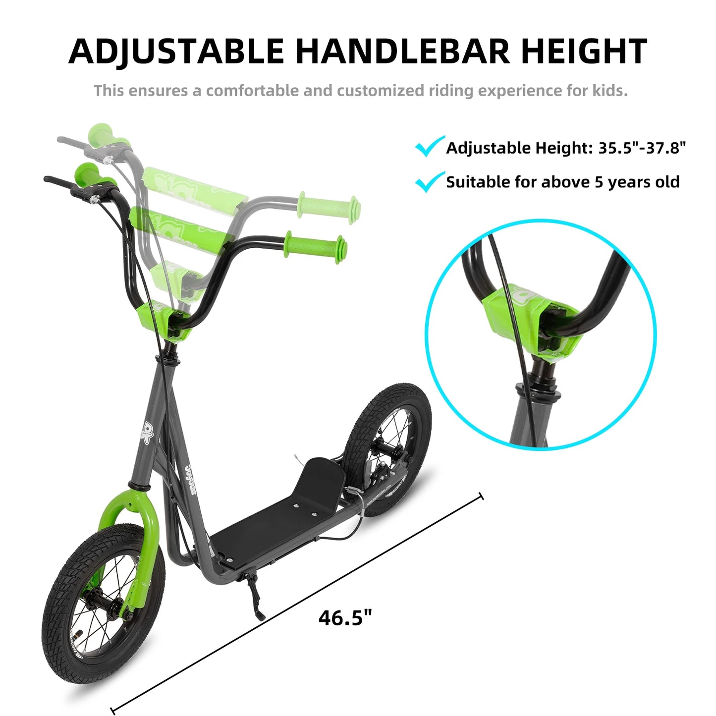 JOYSTAR Kick Scooter for Ages 5-9 Years Old Kids with 12 Inch Front and Rear Wheel, Rear V-Brake