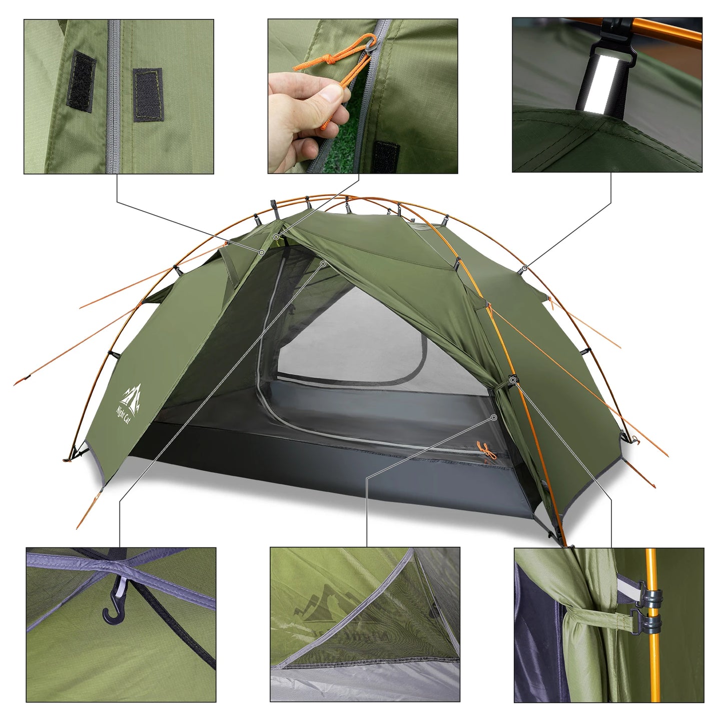 Backpacking Tent 2 Persons Camping with Separated Rainfly Aluminum Pole Double Layers L-shaped