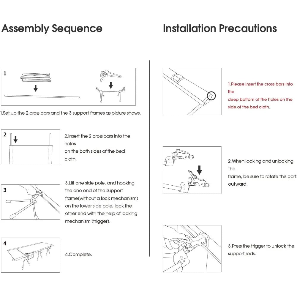 MOON LENCE 1 Pack Height Adjustable Camping Cot - Supports 330 lbs, Portable Folding Bed