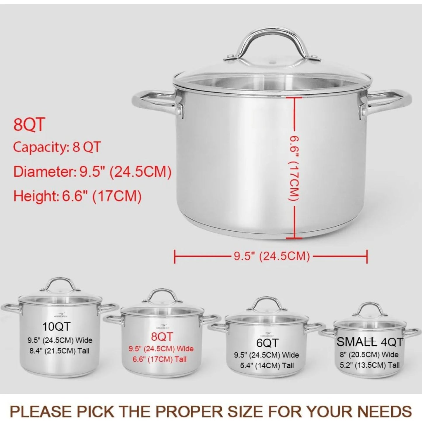 8-quart nickel free stainless steel lid - mirror polished - healthy cookware 8-quart - induction