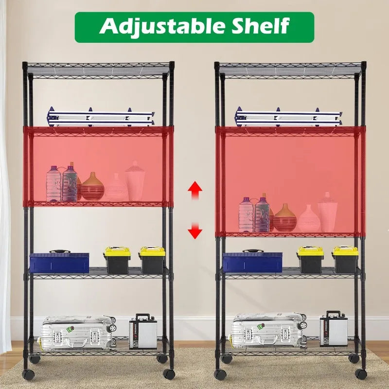 Storage Shelves 2100Lbs Capacity, 6-Shelf on Casters 48" L×18" W×72" H Commercial Wire Shelving Unit