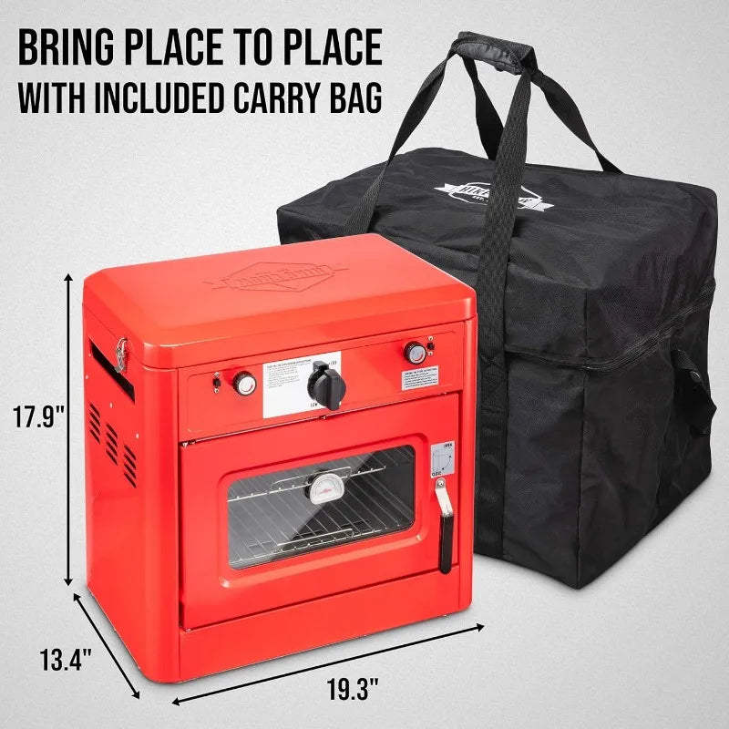 Hike Crew Gas Camping Oven w/Carry Bag | CSA Approved Portable Propane-Powered 2-Burner Stove & Oven