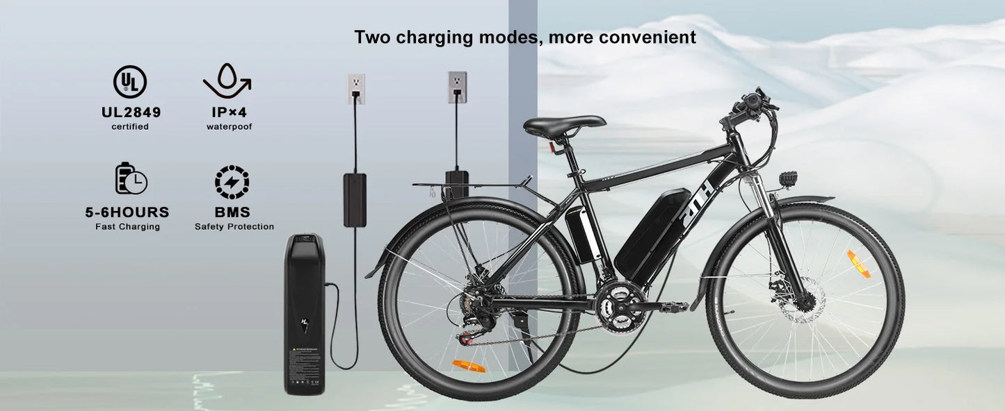 1000W Peak 48V Electric Bike, 26" Mountain Bike with Removable Battery,Up to 50Miles Range 20 MPH