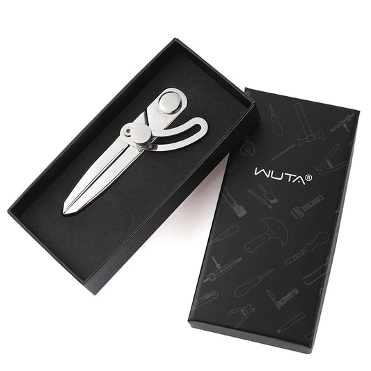 WUTA 304 Stainless Steel Leather Compass Adjustable Spacing Wing Divider Tools DIY Scriber