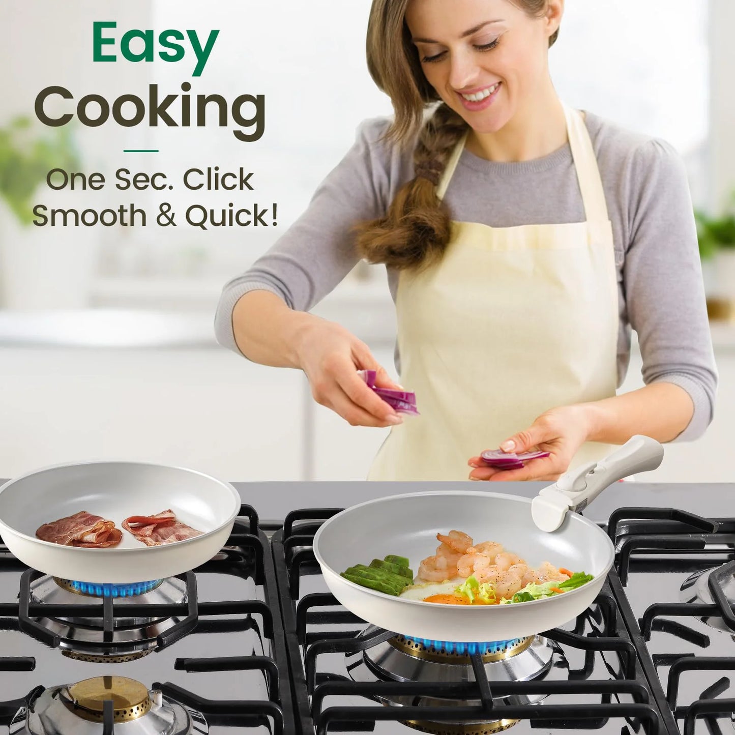 Pots and Pans Set, Nonstick Cookware Set Detachable Handle, Induction Kitchen Cookware Set